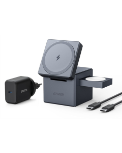 Зарядний пристрій бездротовий Anker MagGo Wireless Charging Station 15W 3-in-1 Cube Чорний (Black)