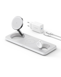 Зарядний пристрій бездротовий Anker MagGo Wireless Charging Station 15W 3-in-1 Pad Білий (White)