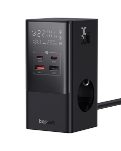 Сетевой фильтр Baseus Power Combo Tower Digital (3*AC+2*USB+2*Type-C 35W 1.5м) Черный (Black)