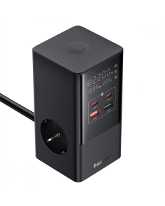 Сетевой фильтр Baseus Power Combo Tower Digital (3*AC+2*USB+2*Type-C 35W 1.5м) Черный (Black)