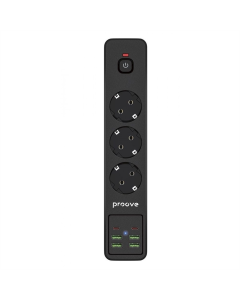 Мережевий фільтр Proove Power Strip P-03 (3 розетки + 4 USB + 2 Type-C) 2М Чорний (Black)