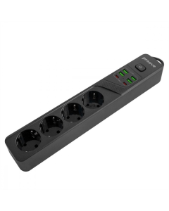 Мережевий фільтр Proove Power Strip P-04 (4 розетки + 4 USB + 2 Type-C) 2М Чорний (Black)