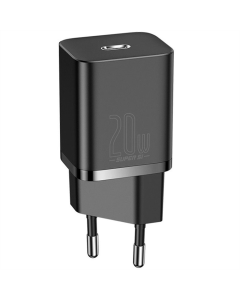 Зарядний пристрій Baseus Super Si Quick Charger 20W (1USB-C) + кабель Type-C to Lightning Чорний (Black)
