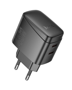 Зарядний пристрій Hoco CS62A Bright PD45W (2USB-C) Чорний (Black)