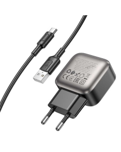 Зарядний пристрій Borofone BAS51A Absolute 12W (2USB-A) + кабель USB to Type-C Чорний (Black)