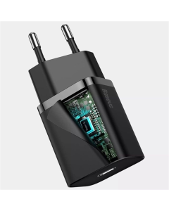 Зарядное устройство Baseus Super Si Quick Charger 20W (1USB-C) (CCSUP-B) Черное (Black)
