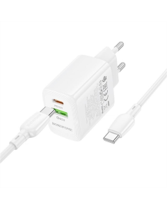Зарядное устройство Borofone BN27 Fuente PD20W+QC3.0 (1USB-A/1C) + кабель Type-C to Type-C Белый (White)