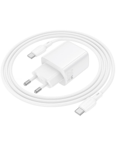 Зарядное устройство Borofone BN27 Fuente PD20W+QC3.0 (1USB-A/1C) + кабель Type-C to Type-C Белый (White)