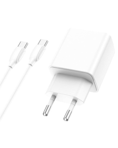 Зарядний пристрій Borofone BA67A PD20W+QC3.0 (1USB-A/1C) + кабель Type-C to Type-C Білий (White)