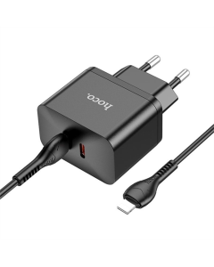 Зарядний пристрій Hoco N29 PD35W (2USB-C) + кабель Type-C to Lightning Чорний (Black)