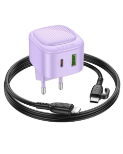 Зарядний пристрій Borofone BAS22A Fortune PD20W+QC3.0 + кабель Type-C to Lightning Фіолетовий (Purple)