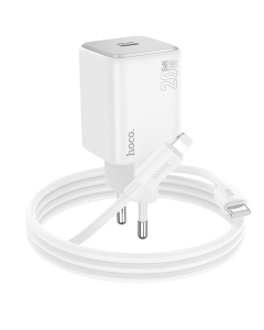 Зарядное устройство Hoco N40 Mighty PD20W (1USB-C) + кабель Type-C to Lightning Белый (White)