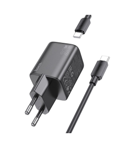 Зарядний пристрій Hoco N40 Mighty PD20W (1USB-C) + кабель Type-C to Type-C Чорний (Black)