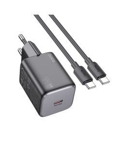 Зарядний пристрій Hoco N40 Mighty PD20W (1USB-C) + кабель Type-C to Type-C Чорний (Black)