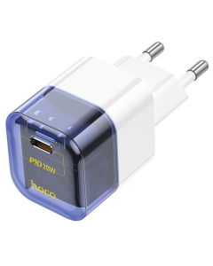 Зарядний пристрій Hoco C125A Transparent PD20W (1USB-C) Синій (Transparent blue)