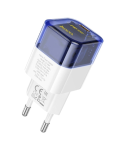 Зарядний пристрій Hoco C125A Transparent PD20W (1USB-C) Синій (Transparent blue)