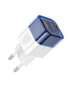 Зарядний пристрій Hoco C125A Transparent PD20W (1USB-C) Синій (Transparent blue)