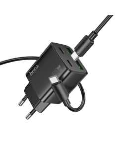 Зарядний пристрій Hoco N56 Fundador PD30W four-port (2USB-A/2C) + кабель Type-C to Type-C Чорний (Black)