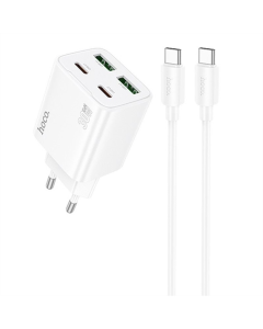 Зарядное устройство Hoco N56 Fundador PD30W с четырьмя портами (2USB-A/2C) + кабель Type-C to Type-C Белый (White)