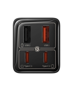Зарядний пристрій Baseus GaN6 Pro OS 65W (2USB-A/2C) + кабель Type-C to Type-C Чорний (Black)