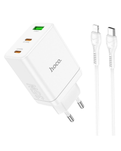 Зарядний пристрій N33 Start PD35W (1USB-A/2C) + кабель Type-C to Lightning Білий (White)