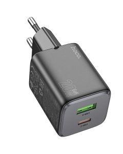 Зарядний пристрій Hoco N41 Almighty PD20W+QC3.0 (1USB-A/1C) Чорний (Black)
