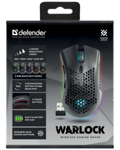 Миша бездротова Defender Warlock GM-709L RGB Чорна (Black)