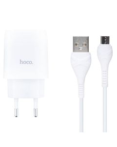 Зарядний пристрій Hoco C73A Glorious 2USB/2.4A+кабель Micro-USB Білий (White)