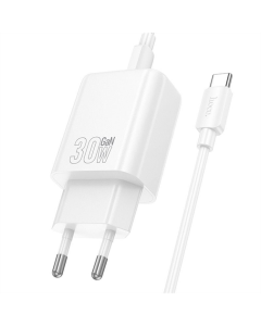 Зарядное устройство Hoco N63 Gentle PD30W+QC3.0 (1USB-A/1C) + кабель Type-C to Type-C Белый (White)