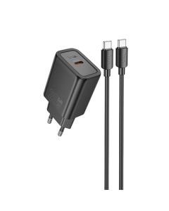 Зарядное устройство Hoco N60 Gentle PD20W (1USB-C) + кабель Type-C to Type-C Черный (Black)