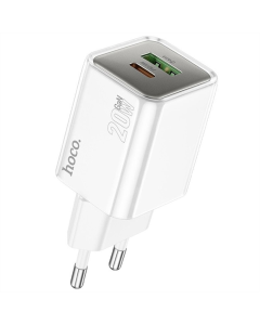 Зарядний пристрій Hoco N46 Glorious PD20W+QC3.0 (1USB-A/1C) Білий (White)