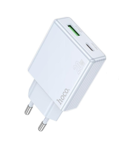 Зарядний пристрій Hoco C142A Direct PD20W+QC3.0 (1USB-A/1C) Синій (Blue)