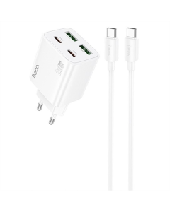 Зарядний пристрій Hoco N55 Fundador PD20W four-port (2USB-A/2C) + кабель Type-C to Type-C Білий (White)