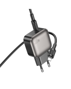 Зарядний пристрій Borofone BAS53A Absolute PD20W (1USB-C) + кабель Type-C to Lightning Чорний (Black)