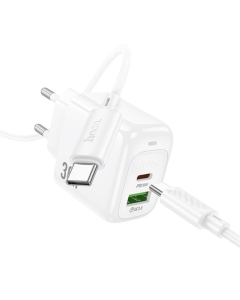 Зарядное устройство Hoco CS55A Surplus PD30W+QC3.0 (1USB-A/1C) + кабель Type-C to Type-C Белый (White)