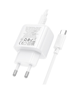Зарядное устройство Hoco CS55A Surplus PD30W+QC3.0 (1USB-A/1C) + кабель Type-C to Type-C Белый (White)