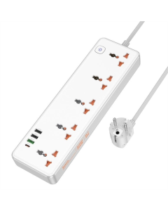 Сетевой фильтр Hoco AC14A Rico PD30W (3USB-A/1C/5xSocket) (1.5м) Белый (White)