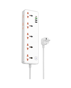 Мережевий фільтр Hoco AC14A Rico PD30W (3USB-A/1C/5xSocket) (1.5м) Білий (White)