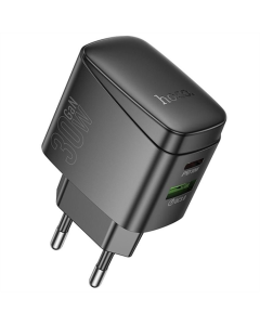 Зарядное устройство Hoco CS61A Bright PD30W+QC3.0 (1USB-A/1C) Черное (Black)