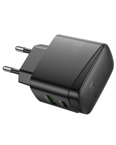 Зарядное устройство Hoco CS61A Bright PD30W+QC3.0 (1USB-A/1C) Черное (Black)