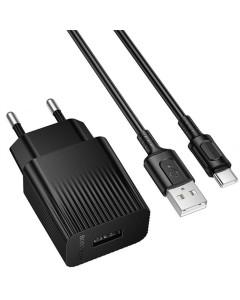 Зарядний пристрій Borofone BAS71A Source 10.5W (1USB-A) + кабель USB to Type-C Чорний (Black)