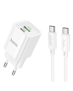 Зарядное устройство Hoco C149A Charm PD30W+QC3.0 (1USB-A/1C) + кабель Type-C to Type-C Белый (White)