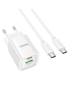 Зарядное устройство Hoco C149A Charm PD30W+QC3.0 (1USB-A/1C) + кабель Type-C to Type-C Белый (White)