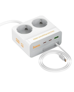 Мережевий фільтр Hoco AC28 Descanso (PD45W/1C/3A/2xSocket) (2м) Білий (White)