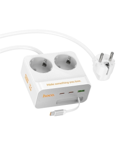 Мережевий фільтр Hoco AC28 Descanso (PD45W/1C/3A/2xSocket) (2м) Білий (White)