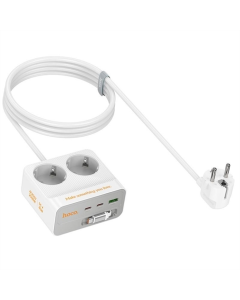 Мережевий фільтр Hoco AC28 Descanso (PD45W/1C/3A/2xSocket) (2м) Білий (White)