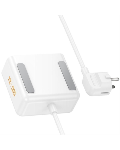 Мережевий фільтр Hoco AC28 Descanso (PD45W/1C/3A/2xSocket) (2м) Білий (White)