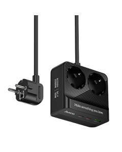 Мережевий фільтр Hoco AC27 Descanso (PD30W/2C/1A/2xSocket) (2м) Чорний (Black)