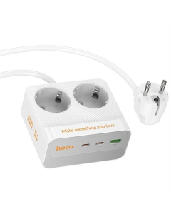 Мережевий фільтр Hoco AC27 Descanso (PD30W/2C/1A/2xSocket) (2м) Білий (White)