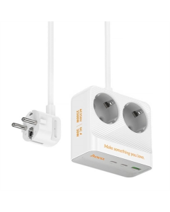 Мережевий фільтр Hoco AC27 Descanso (PD30W/2C/1A/2xSocket) (2м) Білий (White)